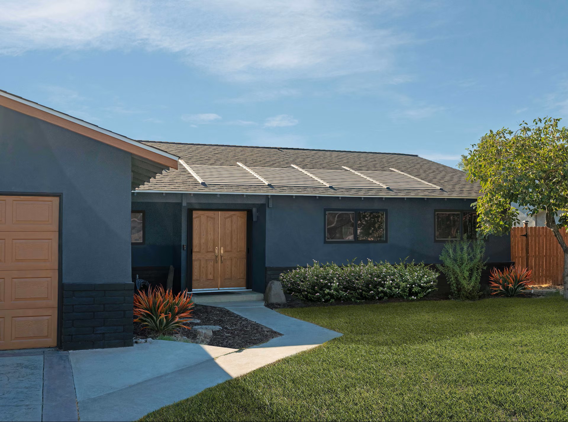 Residential home with a GAF Timberline Solar shingle roofing system