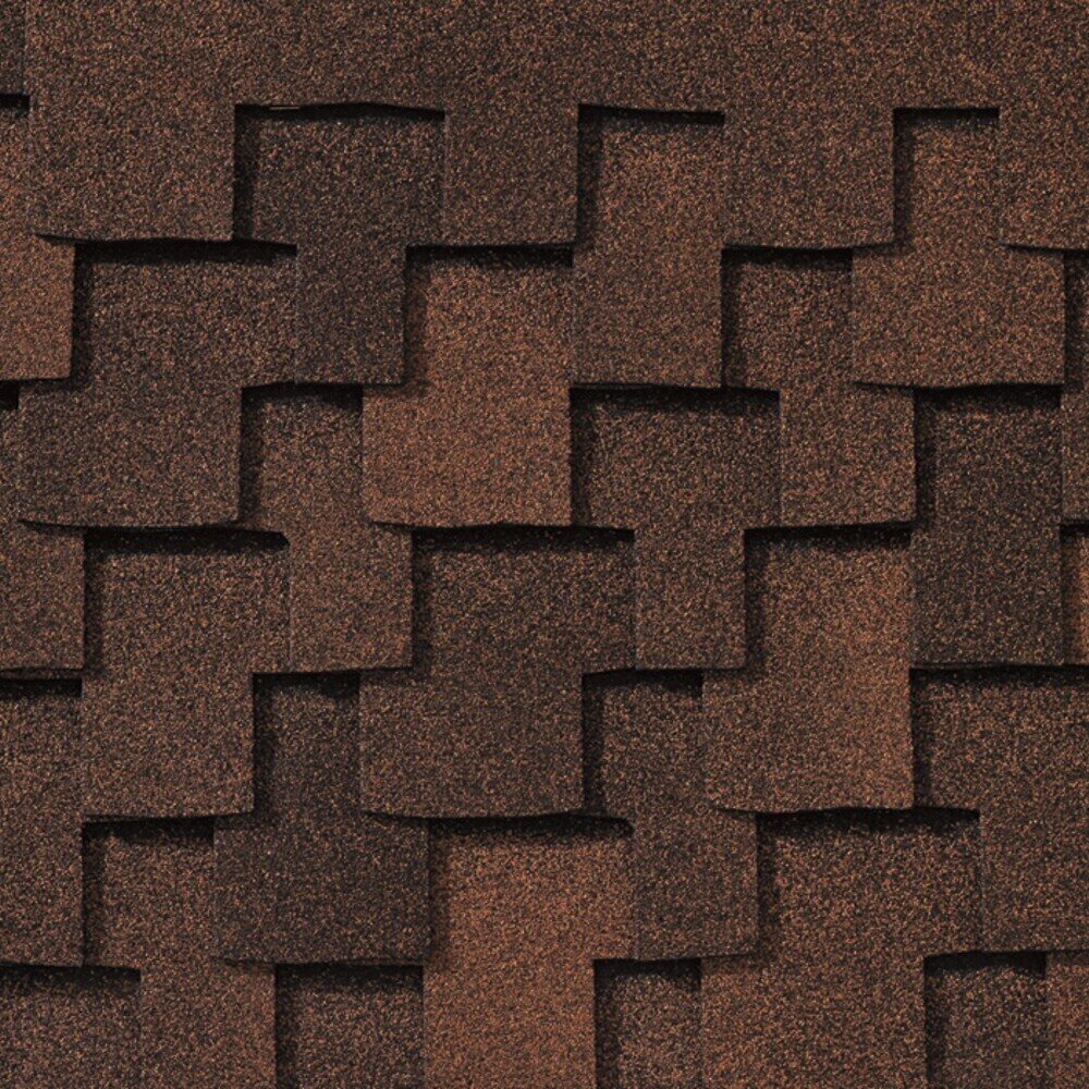 Close-up detail of GAF Grand Sequoia designer asphalt shingles in Mesa Brown