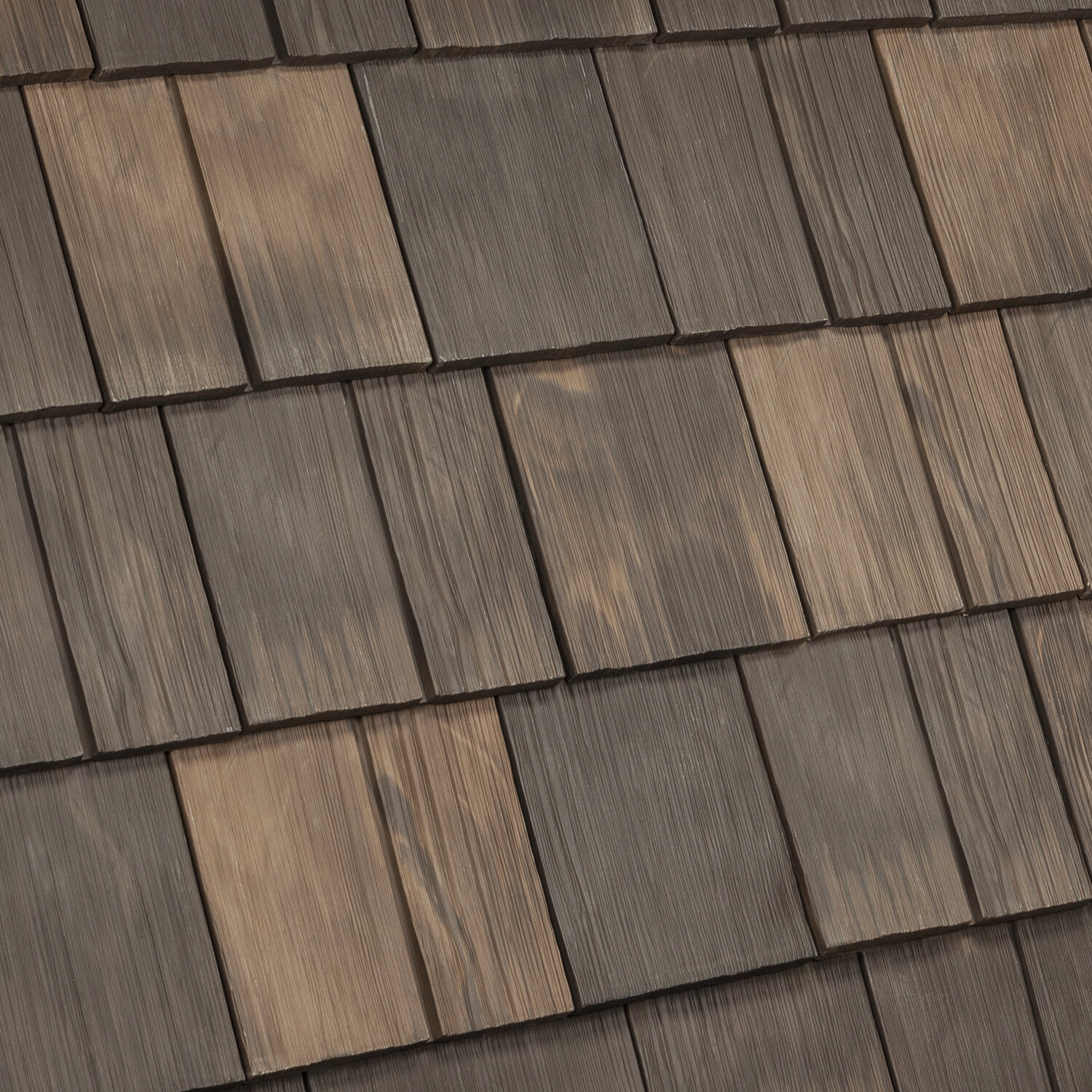 Close-up detail of DaVinci synthetic shake roofing tiles
