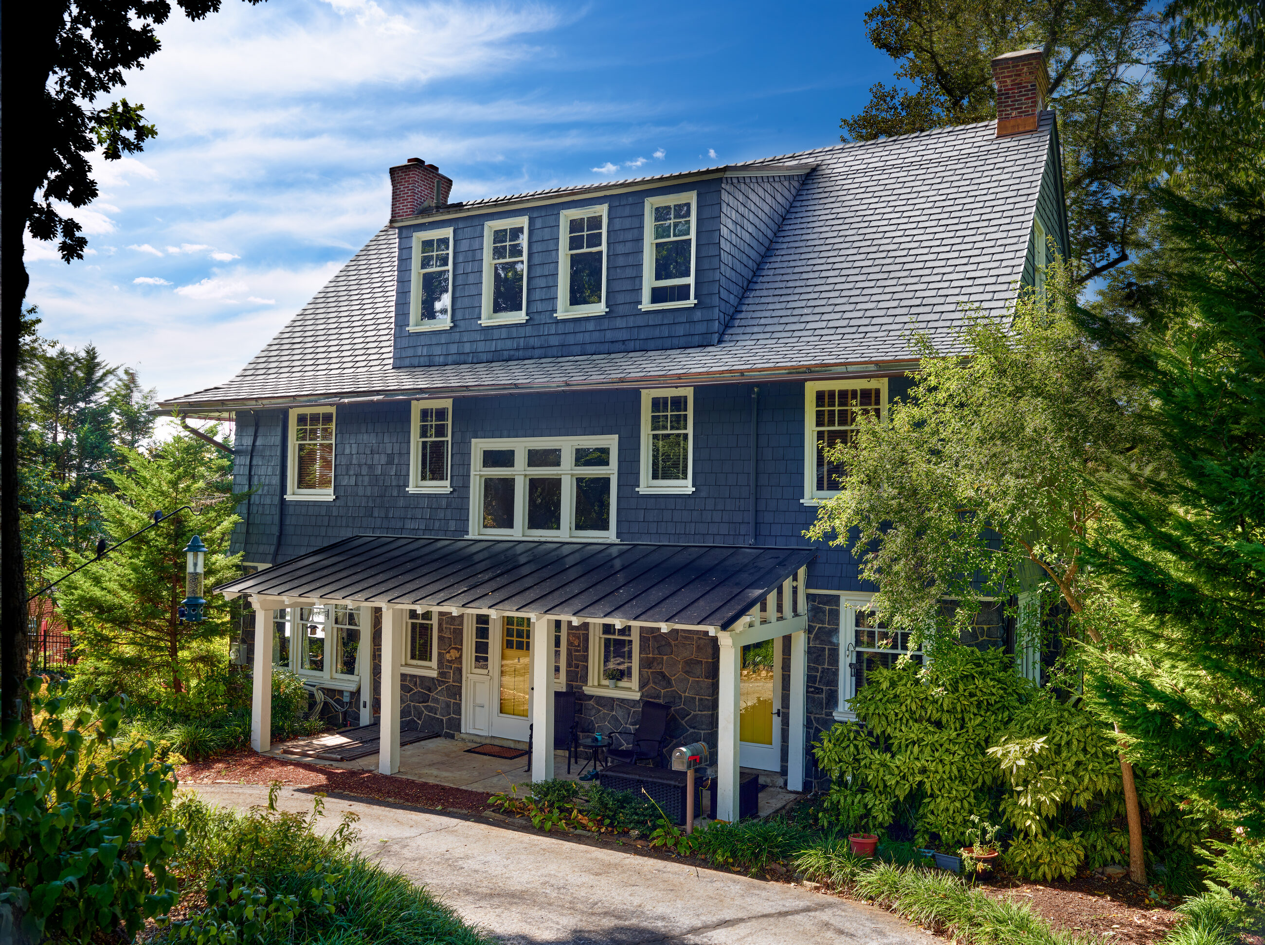 Home with a DaVinci Province Slate synthetic roof showing color depth and authentic profile