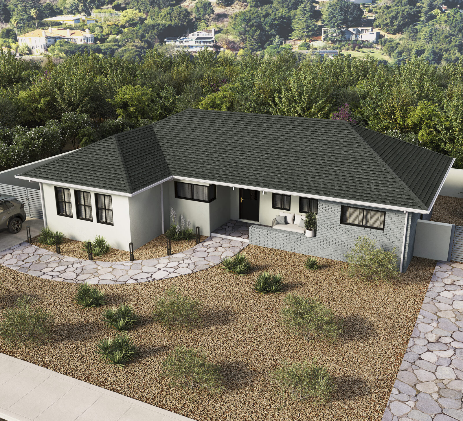 GAF Timberline HDZ Reflector Series Coastal Slate shingles installed on a home