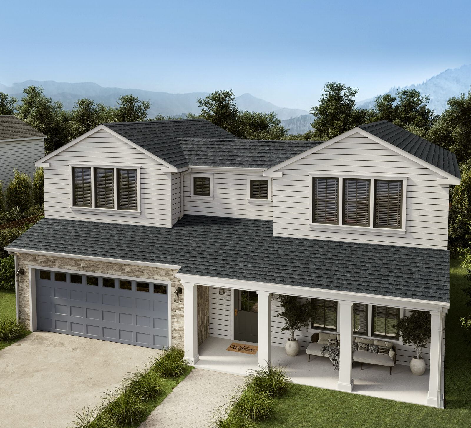 GAF Timberline HDZ Reflector Series Stone Gray shingles installed on a home